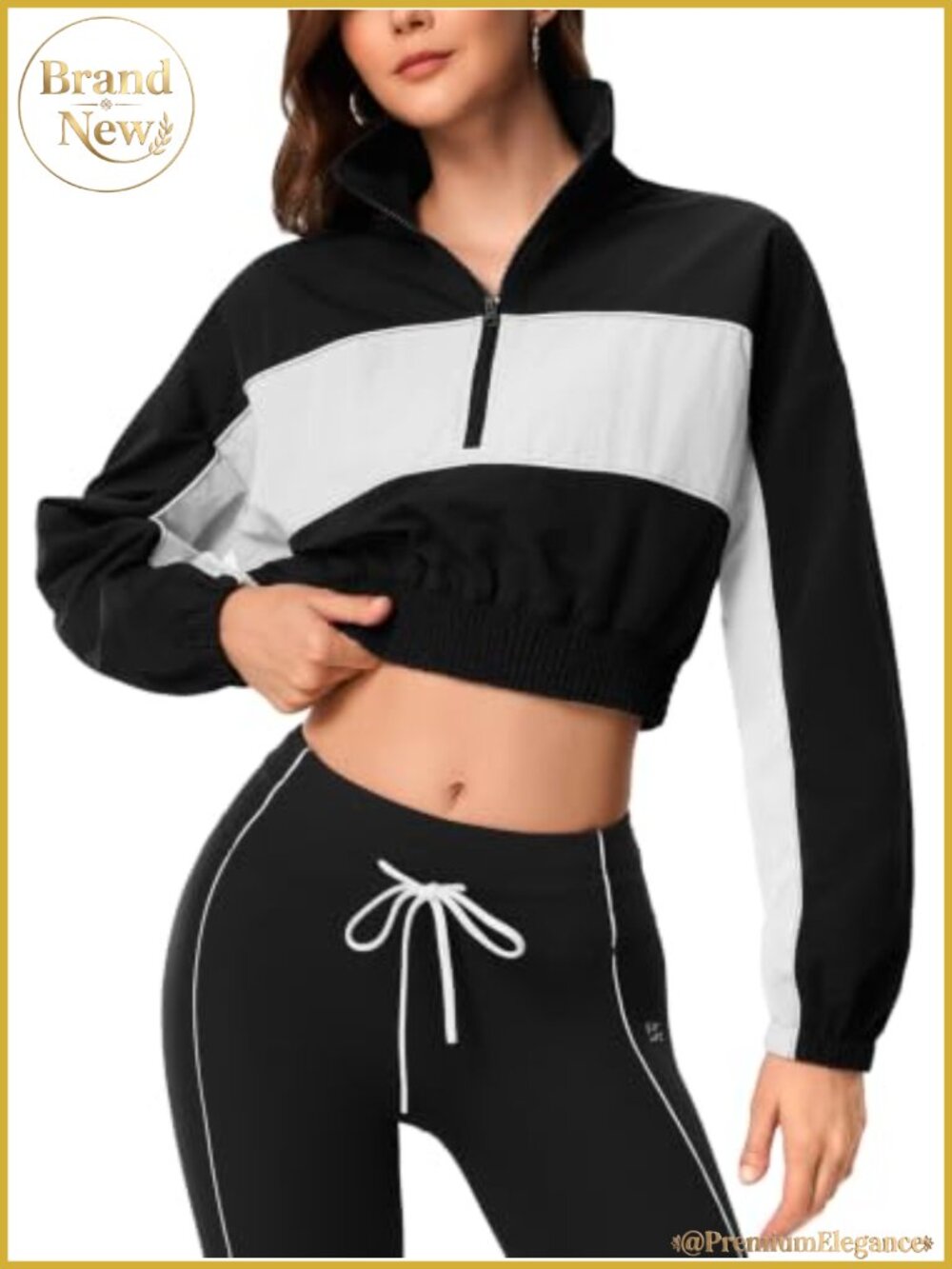 Women's Half Zip Cropped Athletic Pullover Windbreaker Nylon Water Repellent